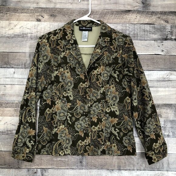 Sag Harbor Tops - Sag Harbor Women's Full Button Jacket Blouse Paisley and Floral Neutral Size 4